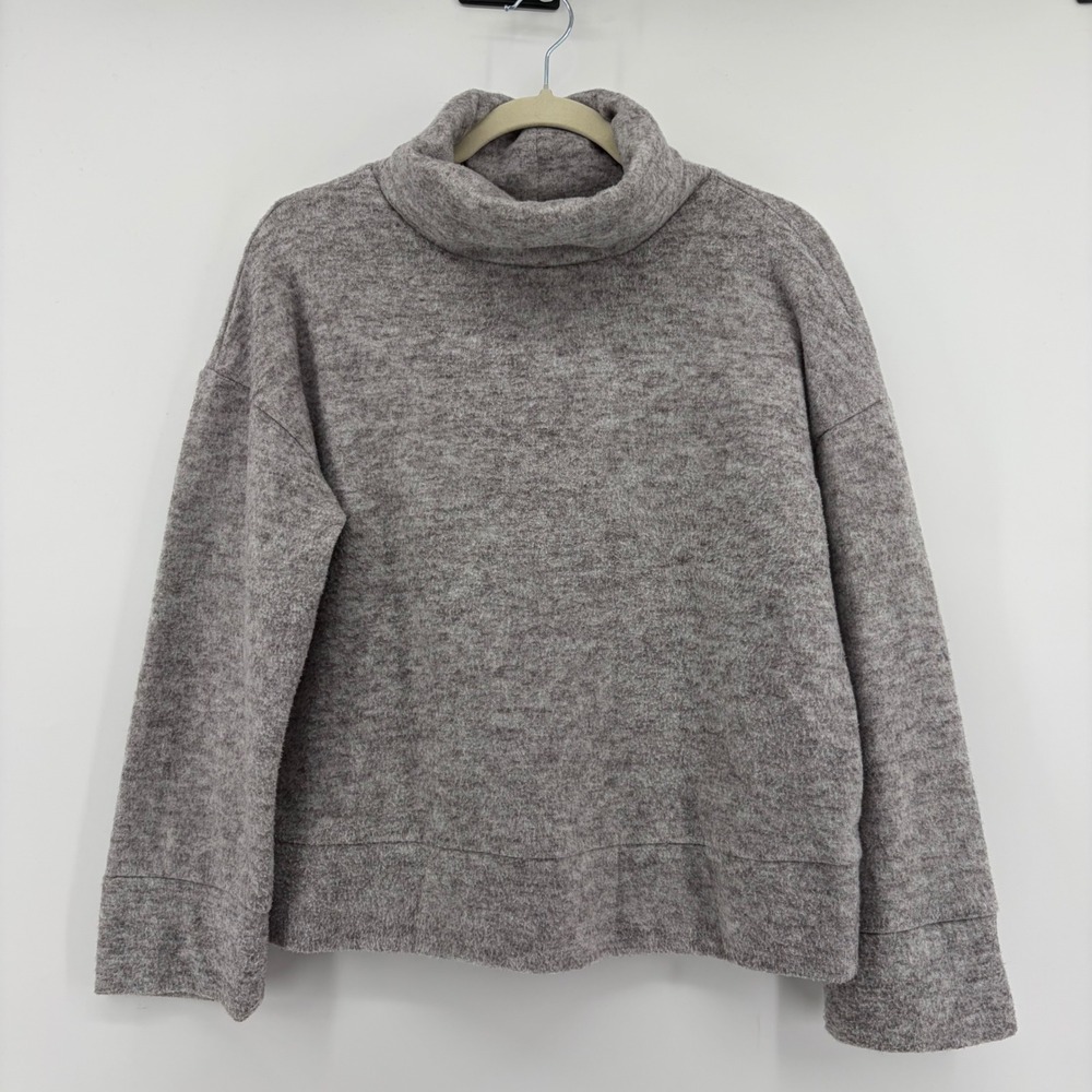 A New Day Cowl Neck Pullover Grey Women M Relaxed Fit Heathered Knit Sweater